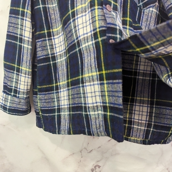 JC Penney Vintage Wool Button Up Shirt Size Large Men 70s Flannel Black Blue - Picture 5 of 12